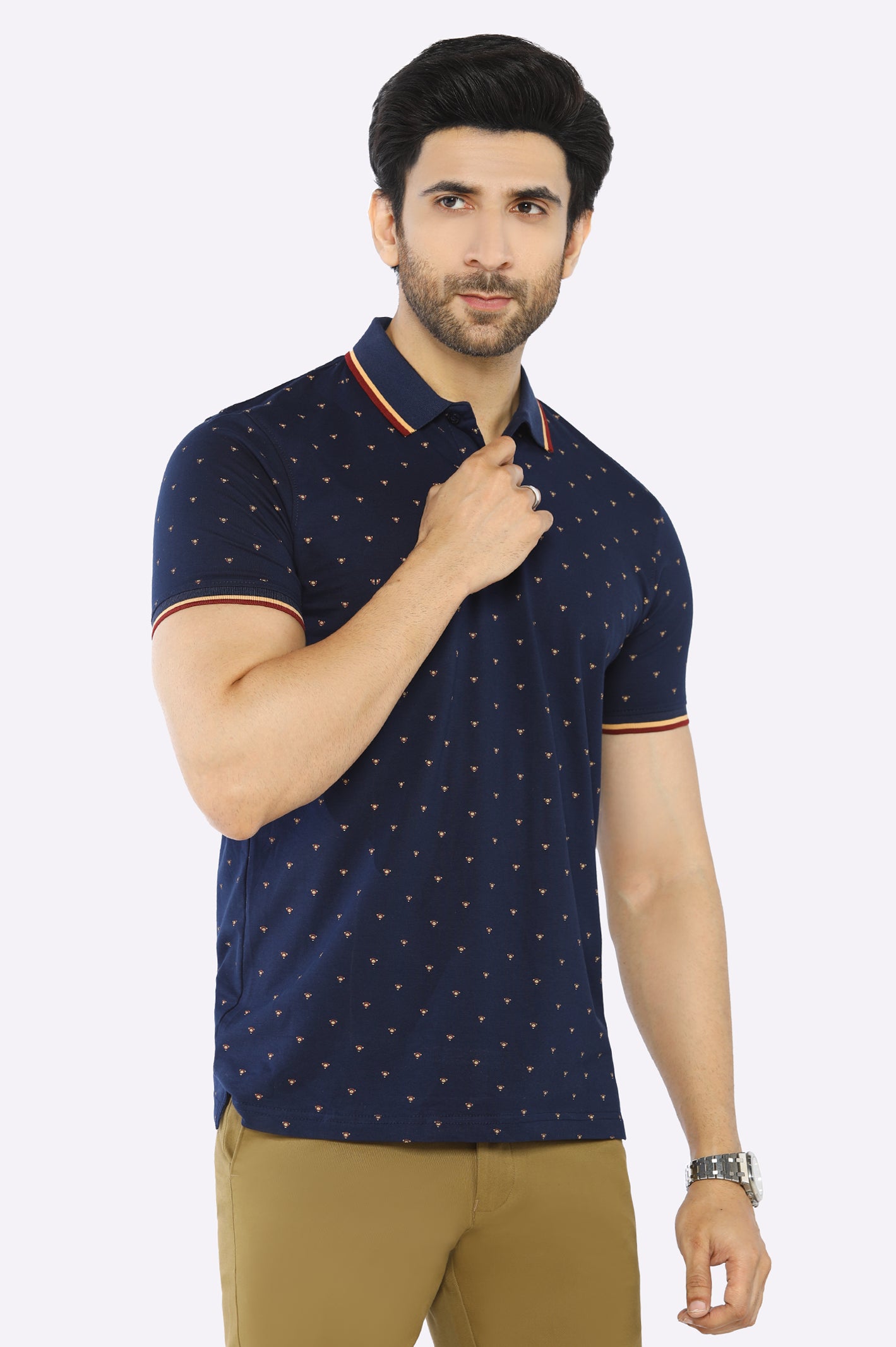 Seasonal sale  Navy Blue Printed Polo