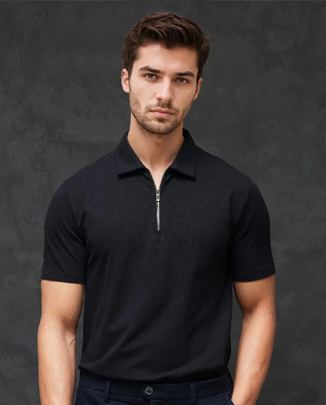 Get 25% off select men’s clothing when you shop online! Rare Rabbit Men's Prin-2 Black Cotton Lycra Fabric Short Sleeve Collared Neck Zipper Closure Plain Polo Get 25% off select men’s clothing when you shop online! Rare Rabbit Men's Prin-2 Black Cotton Lycra Fabric Short Sleeve Collared Neck Zipper Closure Plain Polo