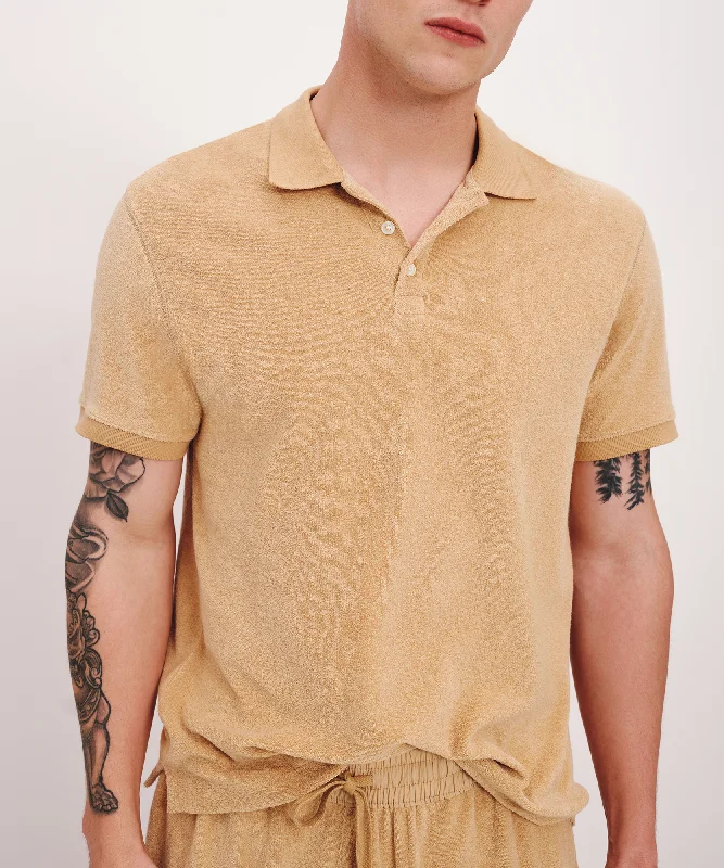 Grab your favorites before they’re gone – men’s clothing at great prices.  Towel Terry Short Sleeve Polo - Sand Castle
