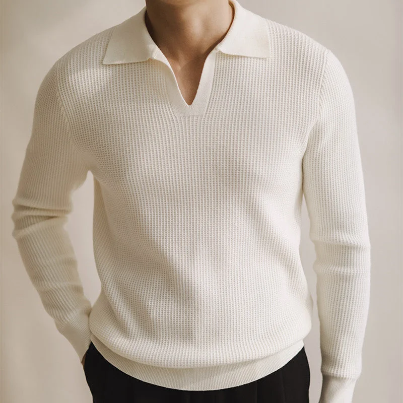 Shop men’s clothing now and enjoy amazing savings. Textured Buttonless Knit Long Sleeve Polo Shirt Shop men’s clothing now and enjoy amazing savings. Textured Buttonless Knit Long Sleeve Polo Shirt