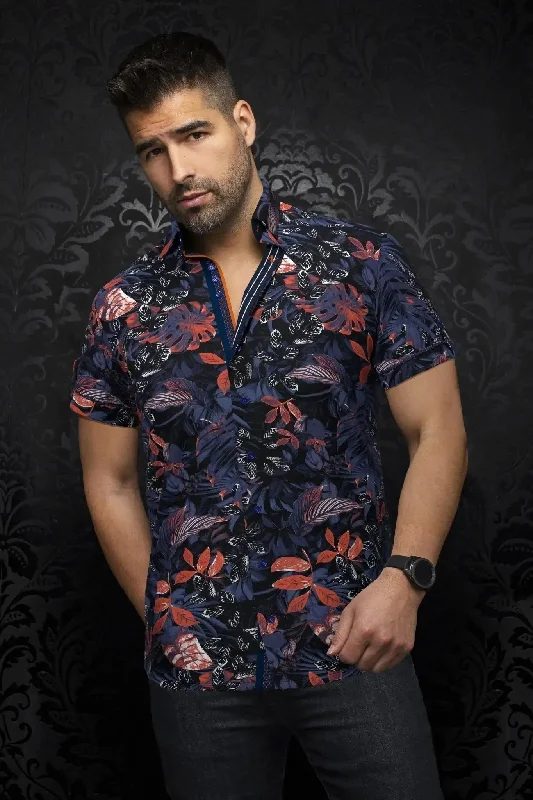 Time to shop! Men’s clothing deals you can’t resist. AU NOIR I Short Sleeve Shirt I Zenata Navy/Orange Time to shop! Men’s clothing deals you can’t resist. AU NOIR I Short Sleeve Shirt I Zenata Navy/Orange