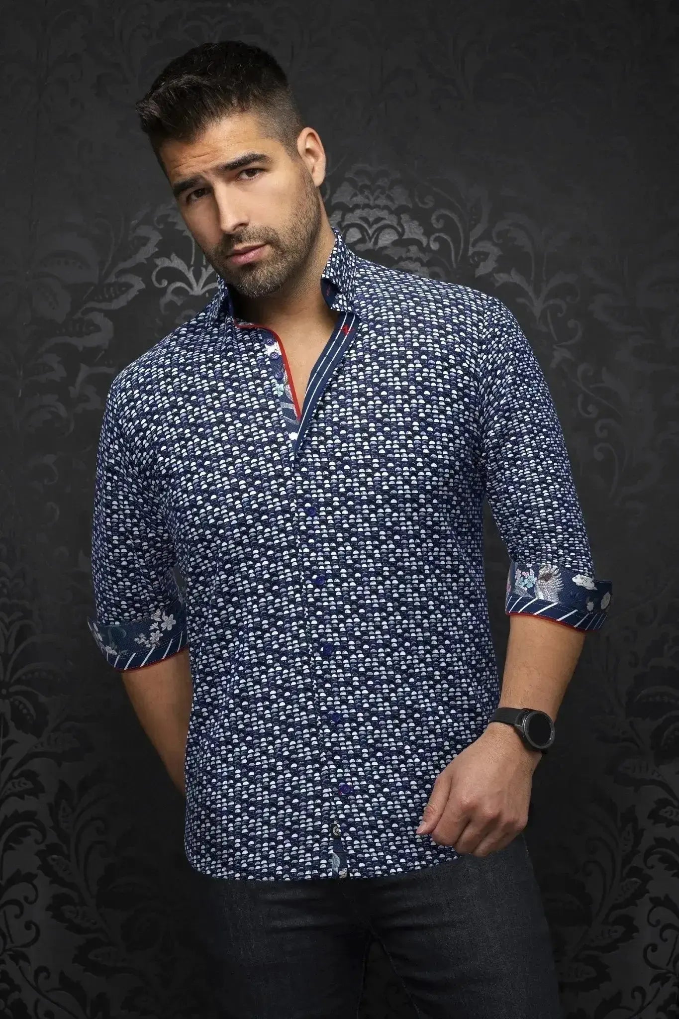 Seasonal clearance – Save on all clothing essentials this weekend. AU NOIR I Long Sleeve Shirt I Escala Navy/White Seasonal clearance – Save on all clothing essentials this weekend. AU NOIR I Long Sleeve Shirt I Escala Navy/White