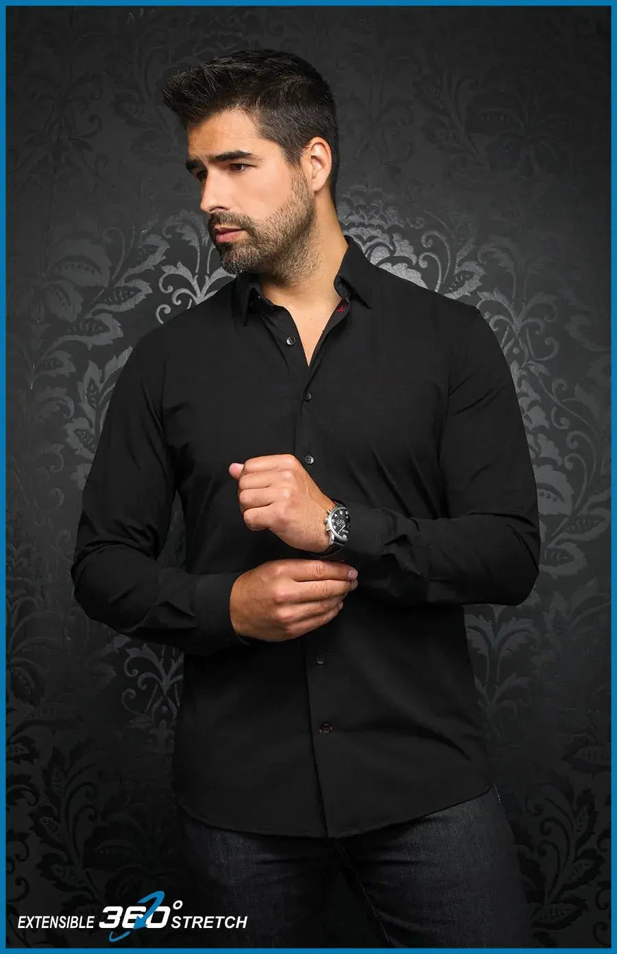 Big discounts – don’t miss out!  AU NOIR I Long Sleeve Shirt I Alexander SLD Black
