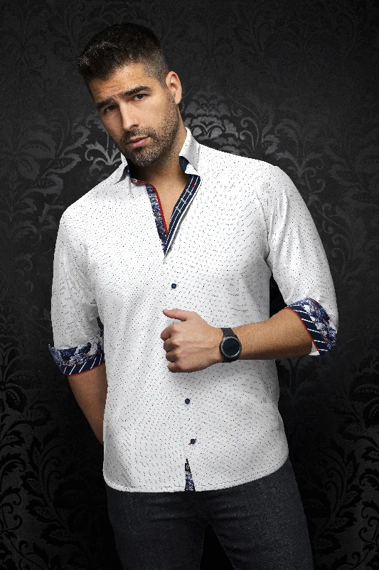 Seasonal sale  Au Noir Stretch Shirt | Lanzani White Tobacco