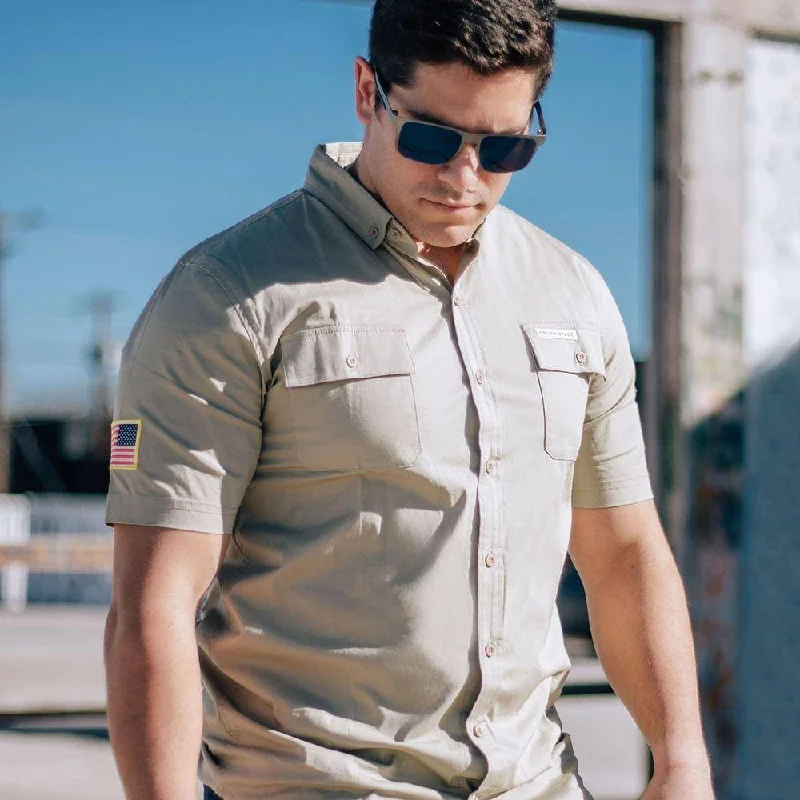 Hurry, the best deals on men’s fashion won’t last long! Men's Garage Button Down - Tan Hurry, the best deals on men’s fashion won’t last long! Men's Garage Button Down - Tan
