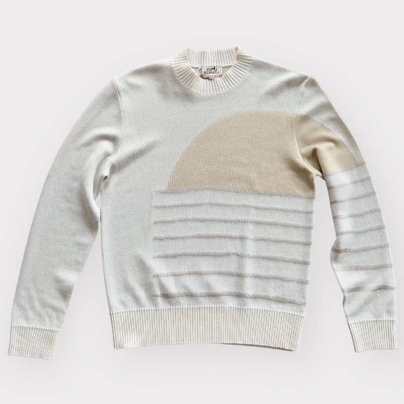 Exclusive clothing deals for customers – Shop today! Hermes "Sunset et soie" Crewneck Sweater In Cream, Size M Exclusive clothing deals for customers – Shop today! Hermes "Sunset et soie" Crewneck Sweater In Cream, Size M