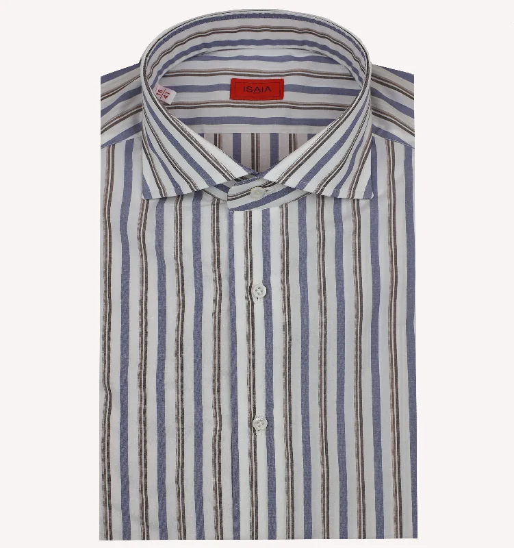 Shop clothing essentials at a fraction of the price – Isaia Stripe Dress Shirt in Blue Brown Shop clothing essentials at a fraction of the price – Isaia Stripe Dress Shirt in Blue Brown