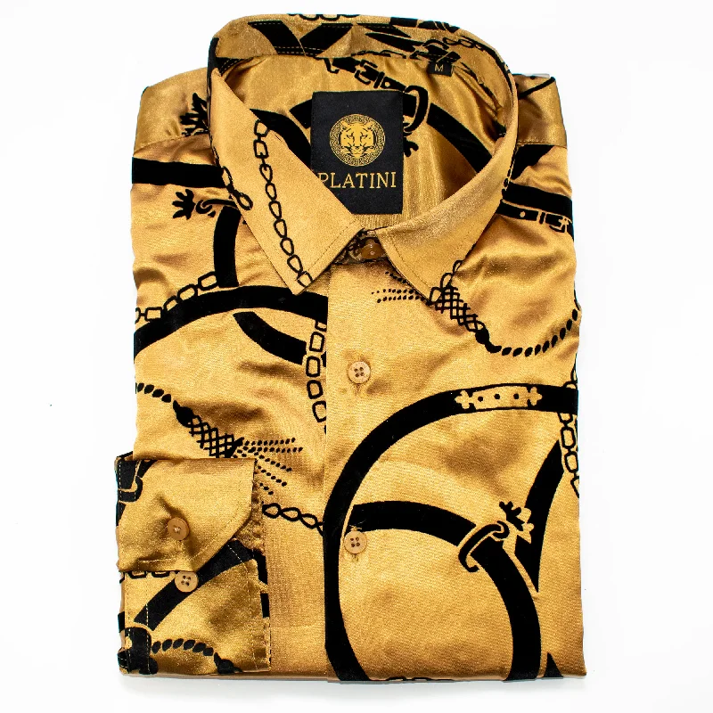 Hurry, the best clothing deals won’t last – Shop now for major savings. Khaki Satin Chained Slim-Fit Shirt Hurry, the best clothing deals won’t last – Shop now for major savings. Khaki Satin Chained Slim-Fit Shirt
