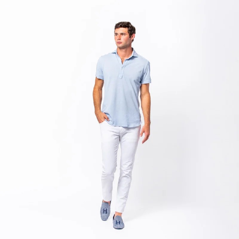 – Shop trendy clothing now.  Knit Polo in Light Blue