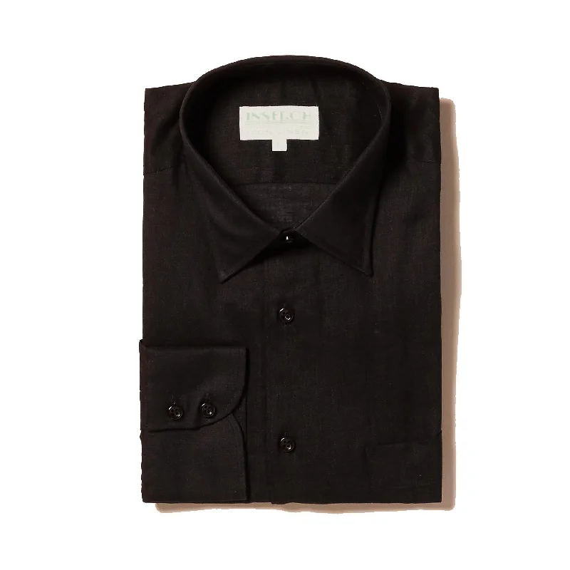 Exclusive discounts on all types of clothing – Shop now!  Long Sleeve Premium 100% Linen Yarn-Dye Solid Black Shirt
