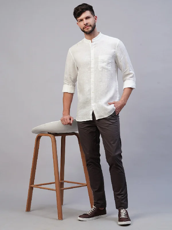 Shop the best clothing brands at amazing prices – Men's White 100% Linen Regular Fit Shirt Shop the best clothing brands at amazing prices – Men's White 100% Linen Regular Fit Shirt