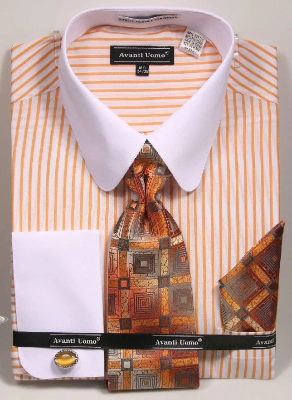 Shop now for affordable fashion – Enjoy free shipping on clothing orders. Men's Mustard PinStripe Shirt Set with white Rounded Collar Shop now for affordable fashion – Enjoy free shipping on clothing orders. Men's Mustard PinStripe Shirt Set with white Rounded Collar