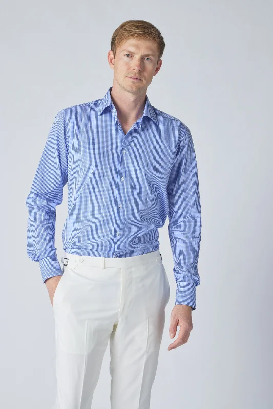 Limited-time promo – up to 70% off on men's essentials.  Gingham Shirt in Navy Blue