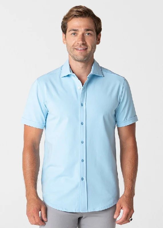 Shop stylish and affordable clothes –   Short-Sleeve Polished Shirt | Light Blue
