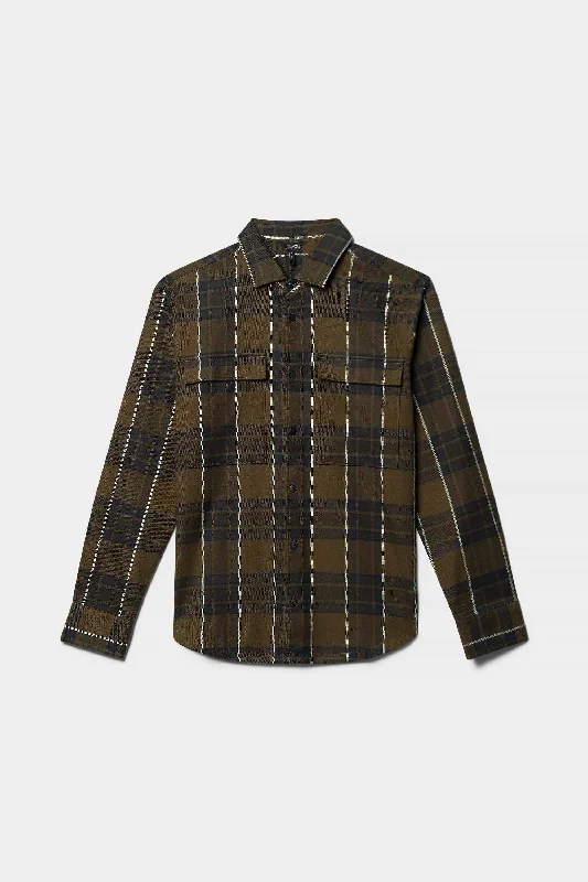 Dark Olive Modern Plaid
