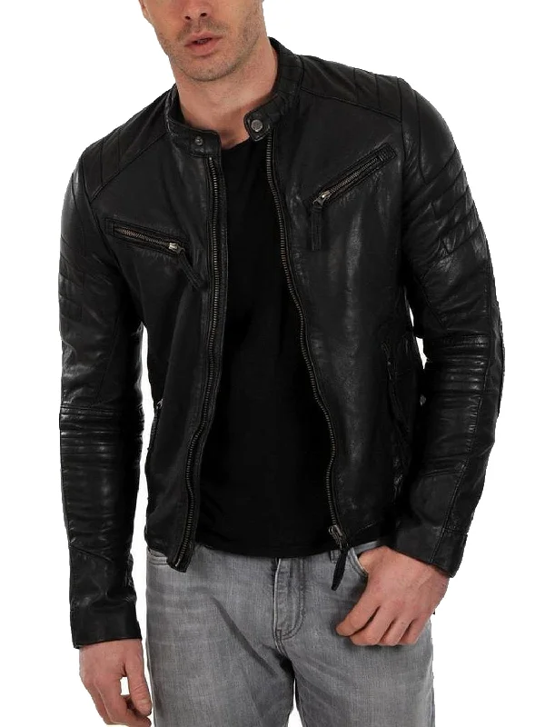 Best clothing deals of the season – Shop now and enjoy big savings. Leather Jackets Hub Mens Genuine Lambskin Leather Jacket (Black, Racer Jacket) - 1501025 Best clothing deals of the season – Shop now and enjoy big savings. Leather Jackets Hub Mens Genuine Lambskin Leather Jacket (Black, Racer Jacket) - 1501025