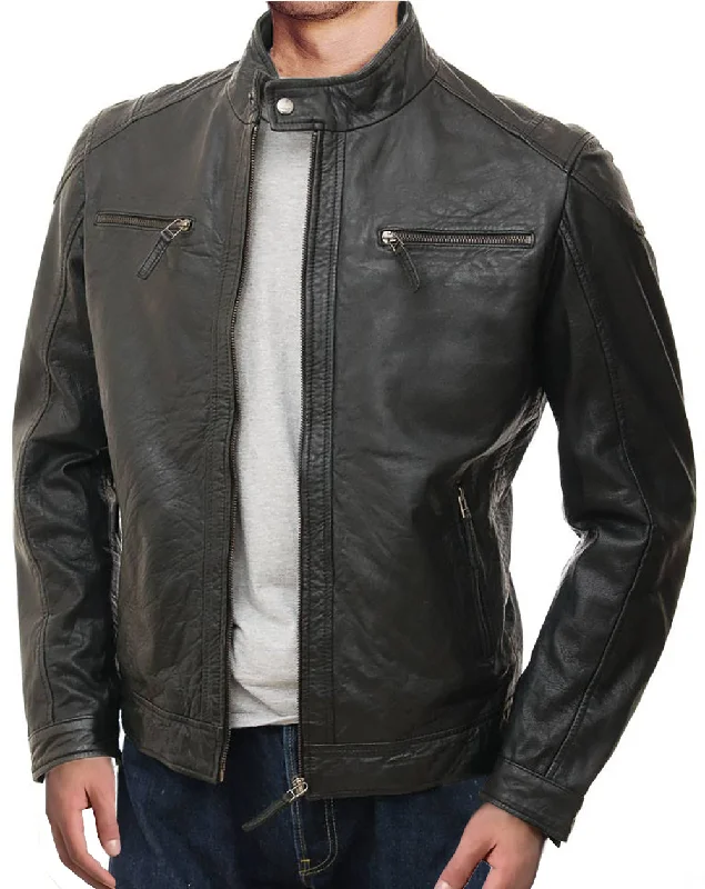 Final clearance: Men’s clothing items up to 70% off! Leather Jackets Hub Mens Genuine Lambskin Leather Jacket (Black, Racer Jacket) - 1501394 Final clearance: Men’s clothing items up to 70% off! Leather Jackets Hub Mens Genuine Lambskin Leather Jacket (Black, Racer Jacket) - 1501394