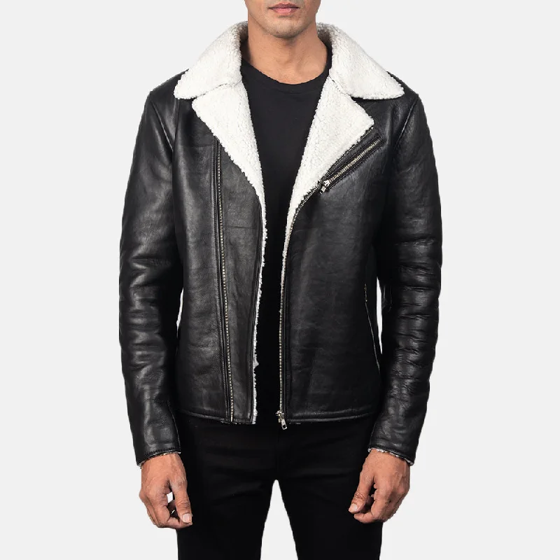 Shop the best clothing sale – Limited-time offer. Alberto White Shearling Black Leather Jacket Shop the best clothing sale – Limited-time offer. Alberto White Shearling Black Leather Jacket