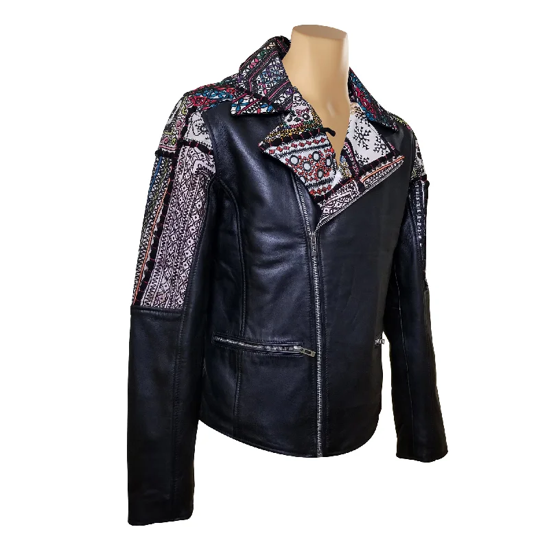 Shop the latest fashion trends with huge savings on all clothing. Bohemian Leather jacket with Tribal Hand Embroidered Fabric Shop the latest fashion trends with huge savings on all clothing. Bohemian Leather jacket with Tribal Hand Embroidered Fabric