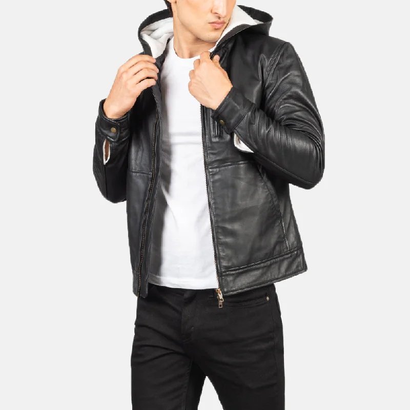 Update your look for less with men’s clothing on sale. Baston Black Hooded Leather Bomber Jacket Update your look for less with men’s clothing on sale. Baston Black Hooded Leather Bomber Jacket