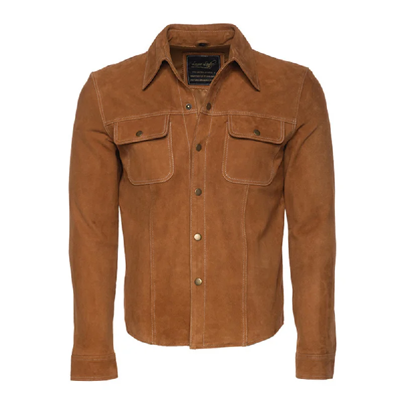 Flash deals on men’s  clothing – Grab yours today!  Tan Suede leather shirt