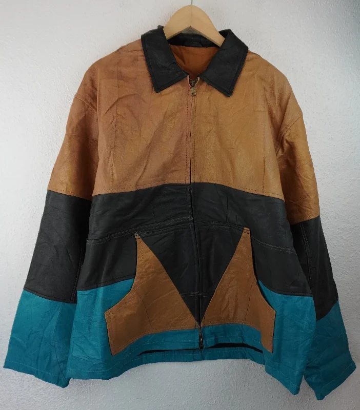 Limited-time sale: Save on all your favorite clothing items. Leather Jacket Size L Blue Tan Black Limited-time sale: Save on all your favorite clothing items. Leather Jacket Size L Blue Tan Black