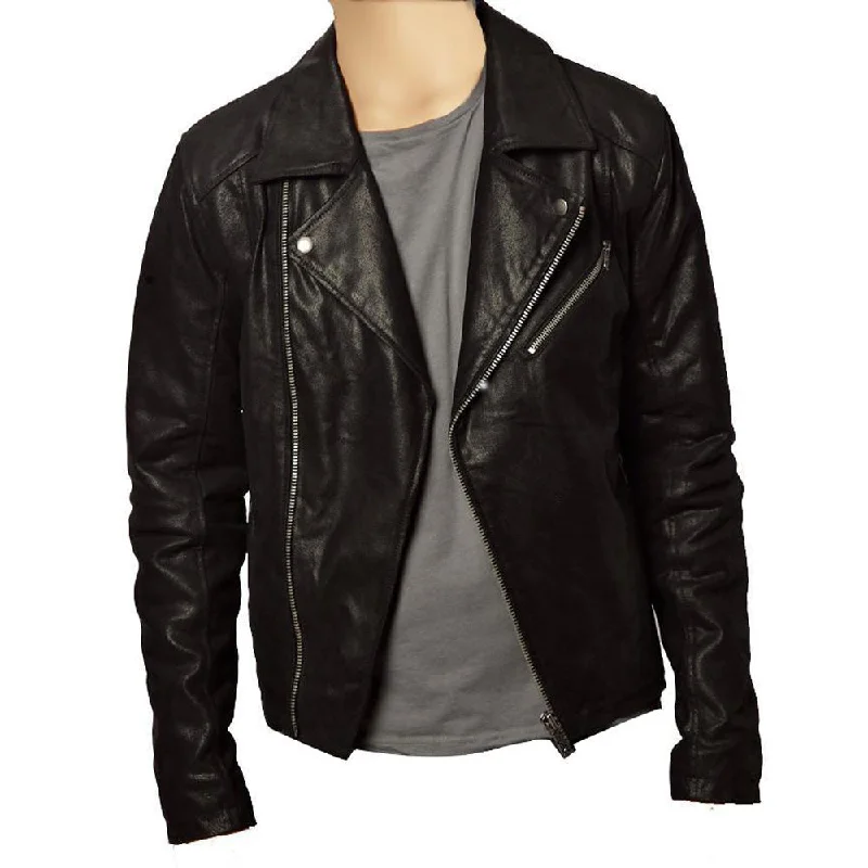 Refresh your wardrobe with the best deals on men's fashion. Plain black biker style jacket Refresh your wardrobe with the best deals on men's fashion. Plain black biker style jacket