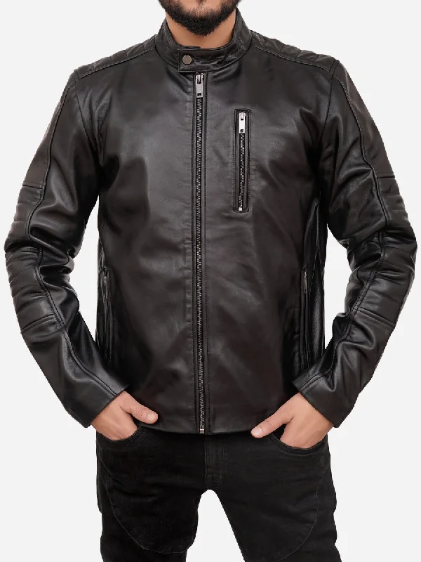 Limited-time discounts on clothing you’ll love   Davenport Black Biker Leather Jacket