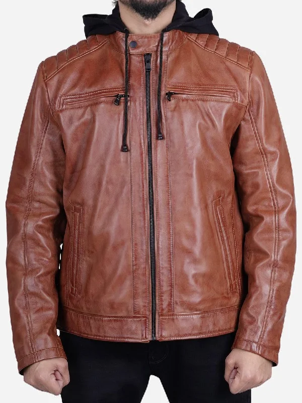 Shop the best fashion at unbeatable prices – Limited time only. Davis Men's Brown Leather Jacket with Hood Shop the best fashion at unbeatable prices – Limited time only. Davis Men's Brown Leather Jacket with Hood