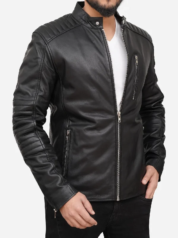 Shop the best clothing sales of the year!  Edward Cafe Racer Black Leather Jacket
