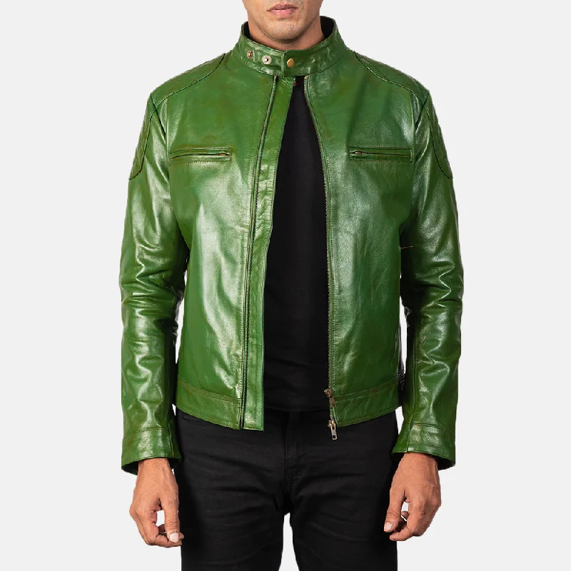 Look your best with exclusive savings on men’s fashion. Gatsby Green Leather Biker Jacket Look your best with exclusive savings on men’s fashion. Gatsby Green Leather Biker Jacket
