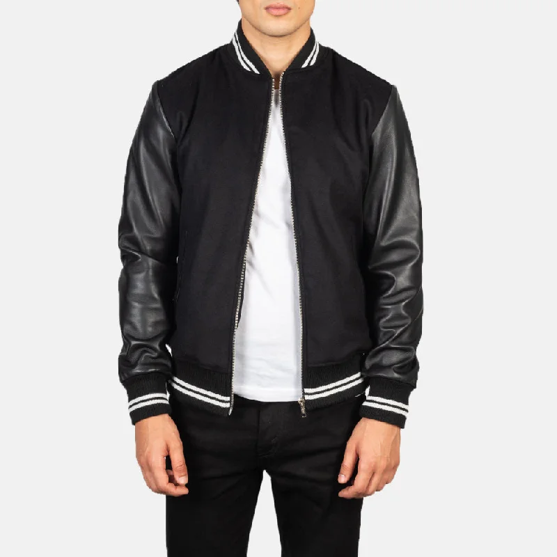 Shop now for affordable fashion – Enjoy free shipping on clothing orders. Harrison Black Hybrid Varsity Jacket Shop now for affordable fashion – Enjoy free shipping on clothing orders. Harrison Black Hybrid Varsity Jacket