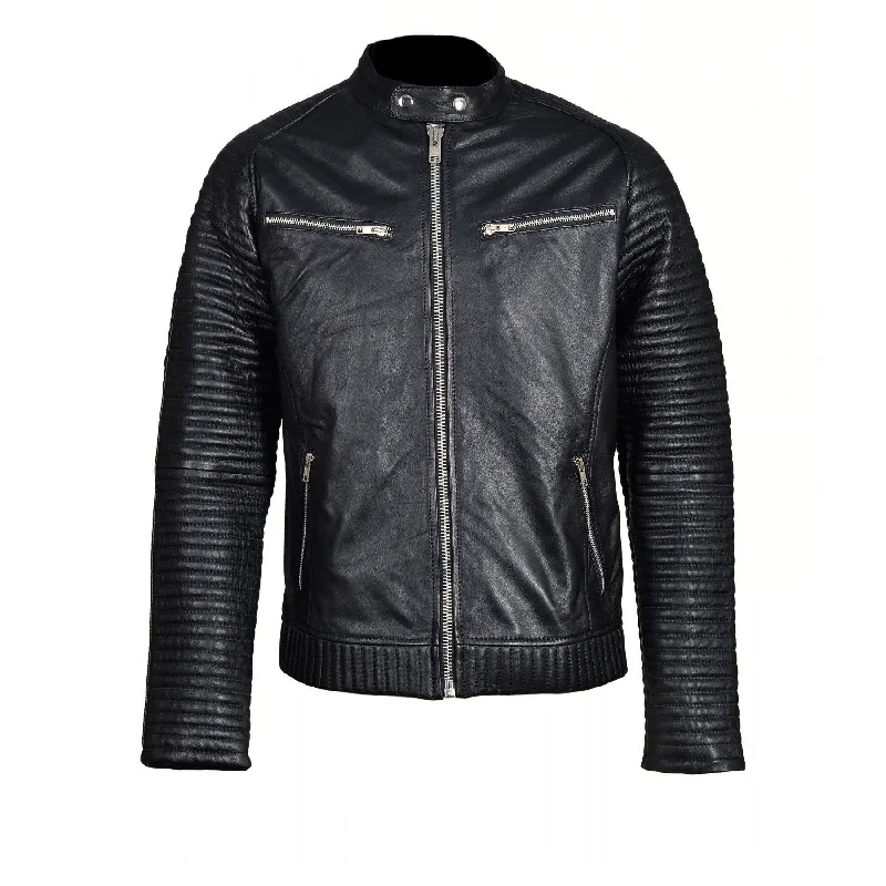 Big discounts – don’t miss out! Haworths moto style leather jacket with ribbed stitched sleeves Big discounts – don’t miss out! Haworths moto style leather jacket with ribbed stitched sleeves