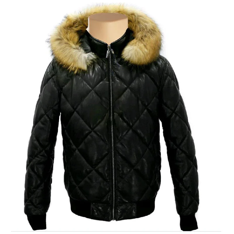 Shop now for fresh styles at discounted prices. Joel quilted puffer winter leather jacket with diamond stitching and fur hoodie Shop now for fresh styles at discounted prices. Joel quilted puffer winter leather jacket with diamond stitching and fur hoodie