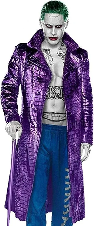 Flash sale: Save big on men's clothing this weekend! Joker Suicide Squad Jared Leto Purple Crocodile Pattern Leather Coat Flash sale: Save big on men's clothing this weekend! Joker Suicide Squad Jared Leto Purple Crocodile Pattern Leather Coat