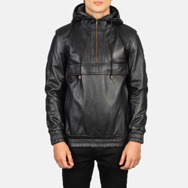 Shop stylish clothing for less – Great deals this week only. Kenton Hooded Black Leather Pullover Jacket Shop stylish clothing for less – Great deals this week only. Kenton Hooded Black Leather Pullover Jacket