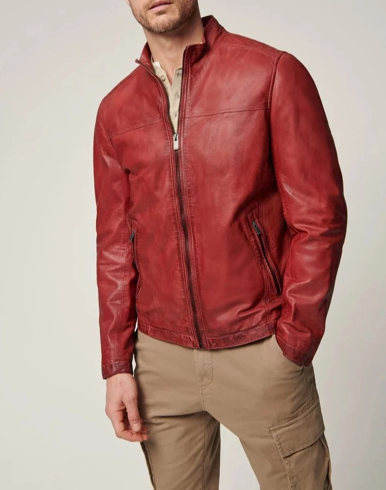 Shop now and save up to 40% on men’s wardrobe essentials. Lucio Leather Jacket- Red Shop now and save up to 40% on men’s wardrobe essentials. Lucio Leather Jacket- Red