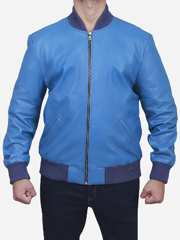 Time to shop! Men’s clothing deals you can’t resist. Luis Men's Blue Bomber Leather Jacket Time to shop! Men’s clothing deals you can’t resist. Luis Men's Blue Bomber Leather Jacket