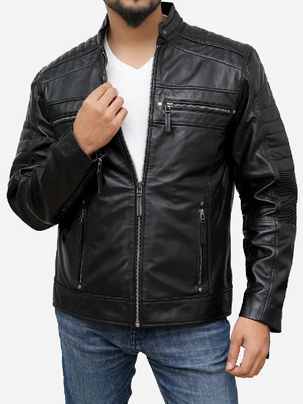 Shop men’s clothing for all seasons – Save big today! Men's Black Genuine Leather Biker Jacket Shop men’s clothing for all seasons – Save big today! Men's Black Genuine Leather Biker Jacket