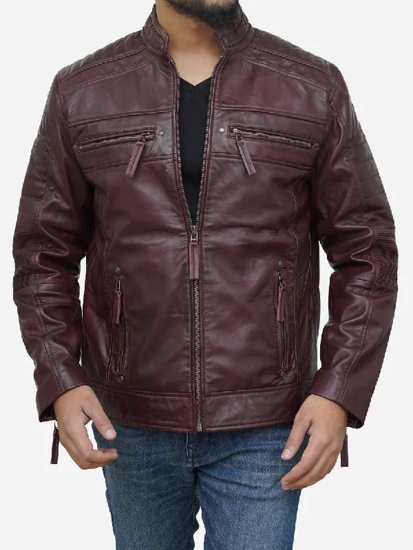 Best deals fashion – Don’t miss the latest clothing discounts. Men's Burgundy Waxed Genuine Leather Biker Jacket Best deals fashion – Don’t miss the latest clothing discounts. Men's Burgundy Waxed Genuine Leather Biker Jacket