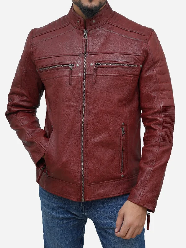 Get stylish outfits for every occasion – Shop now and save! Men's Maroon Genuine Lambskin Motorcycle Jacket Get stylish outfits for every occasion – Shop now and save! Men's Maroon Genuine Lambskin Motorcycle Jacket