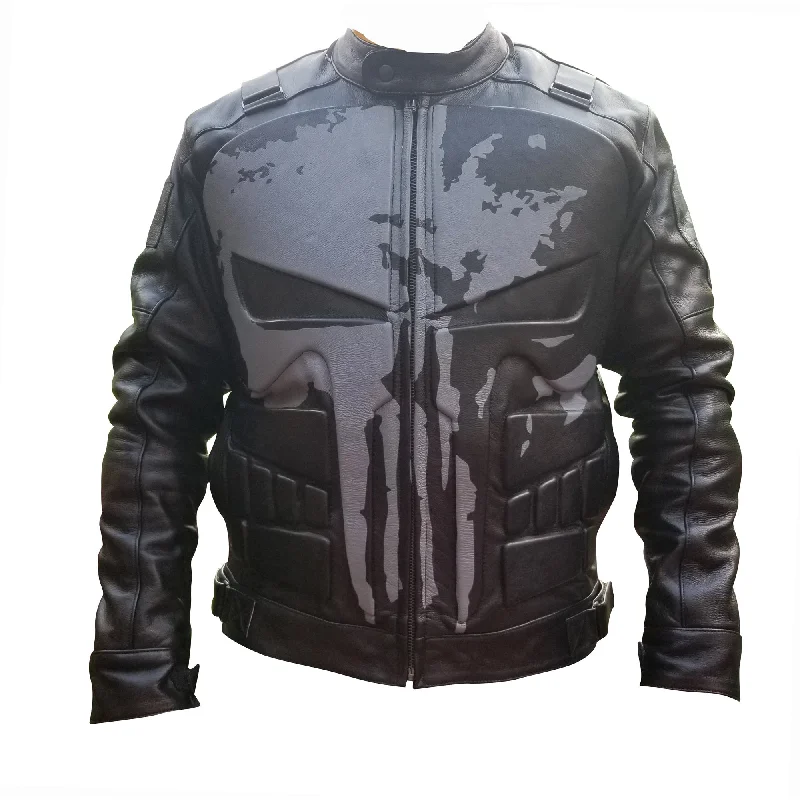 Upgrade your look with stylish, affordable men’s clothing. Punisher's motorcycle leather jacket Upgrade your look with stylish, affordable men’s clothing. Punisher's motorcycle leather jacket
