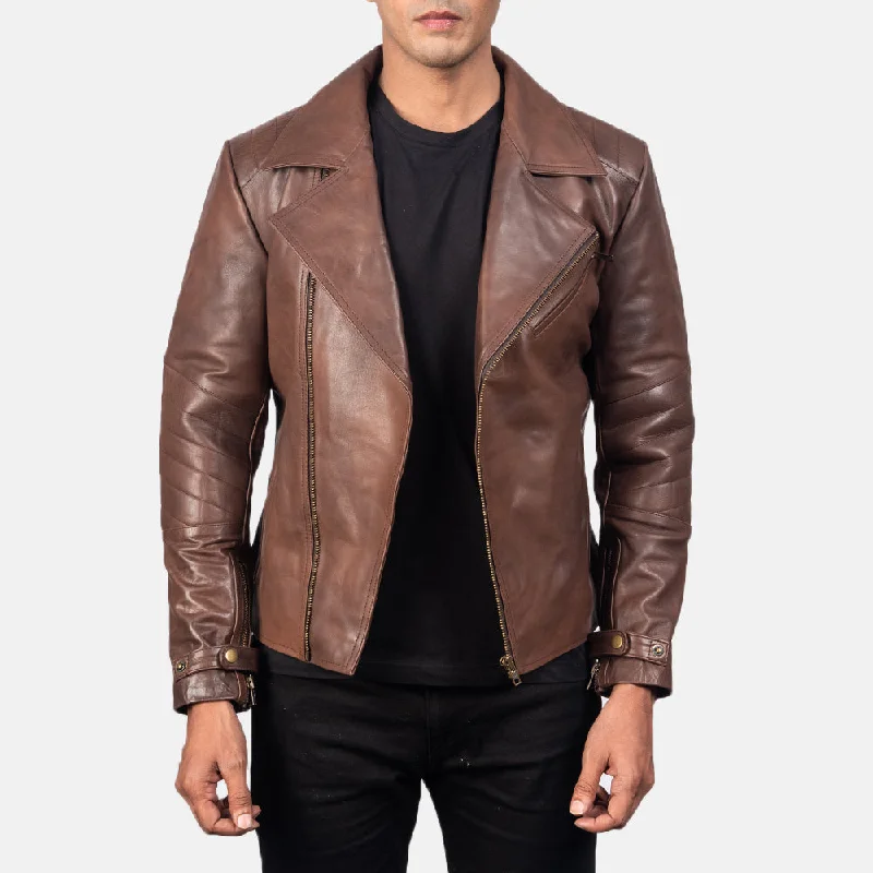 Huge savings on popular clothing styles –  Raiden Brown Leather Biker Jacket