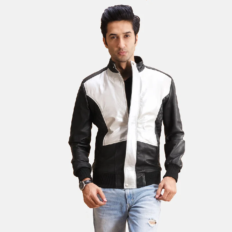 Shop the latest men's clothing trends at a fraction of the price. Spade Silver Black Leather Bomber Jacket Shop the latest men's clothing trends at a fraction of the price. Spade Silver Black Leather Bomber Jacket
