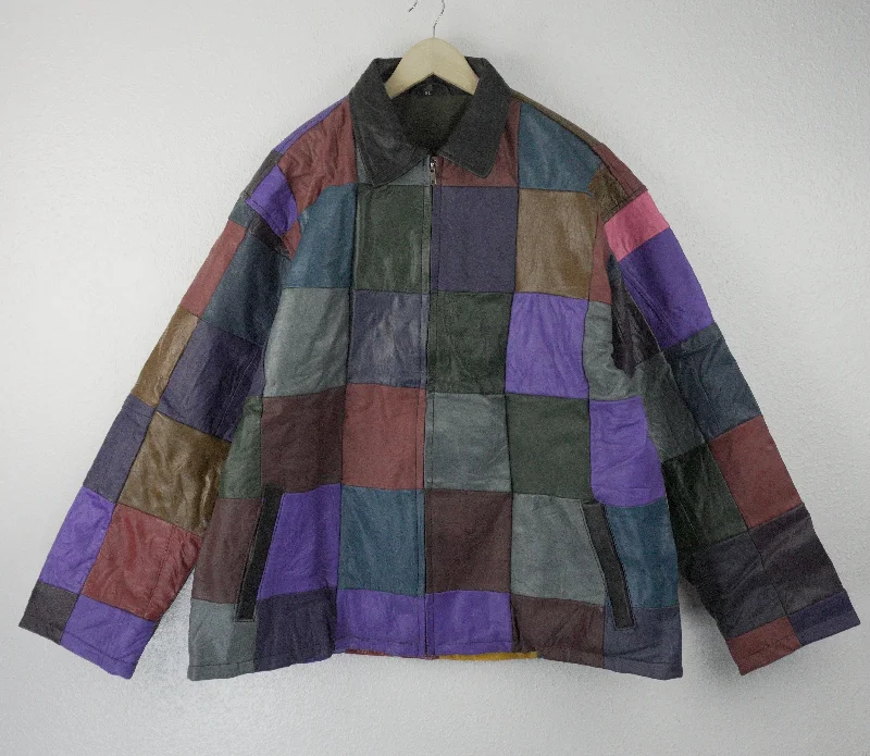 Shop the look you love at prices you’ll love even more! Leather Jacket Size XL Multicolor Patchwork Shop the look you love at prices you’ll love even more! Leather Jacket Size XL Multicolor Patchwork