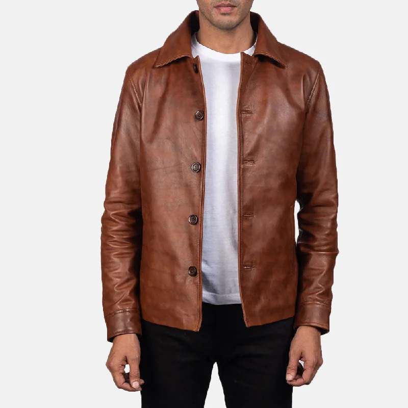 – Shop trendy clothing now.  Waffle Brown Leather Jacket