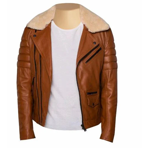 Get 20% off your first order of men’s fashion. Woodwards English Tan Biker Jacket with Fur collar Get 20% off your first order of men’s fashion. Woodwards English Tan Biker Jacket with Fur collar