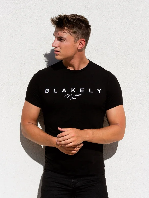 Check out the best prices on men's fashion basics – limited time offer.  Soho Script T-Shirt - Black