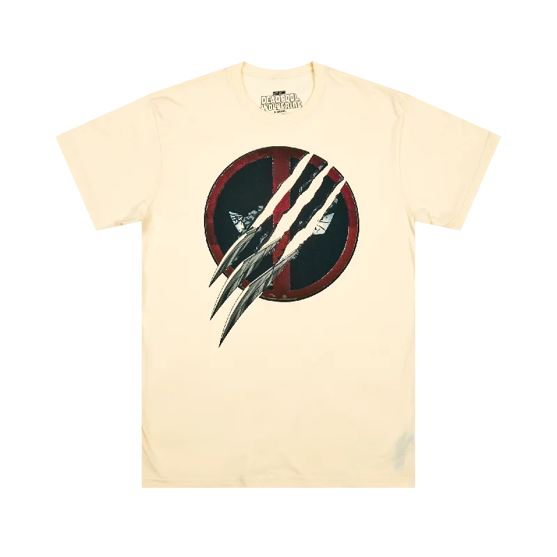 Get 20% off your first order of men’s fashion.  Deadpool & Wolverine Movie Ripped Logo Natural Tee