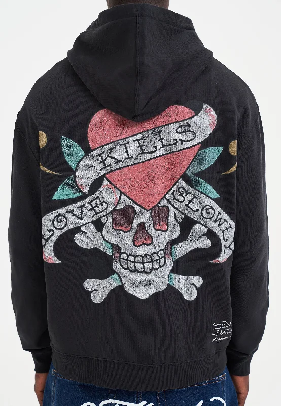Shop the best fashion at unbeatable prices – Limited time only.  Mens Love Kills Slowly Graphic Zip Through Hoodie - Black